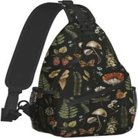 -Dake snering torba Vintage Magic Mushroom Listovi šumski planinarski dnevni tapak Crossbody rame Ruksak za putovanja za muškarce Žene više godina