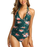 TAWOP Cvjetni kupaći kostimi za žene Žene Ispiši podstavljenu One Plus veličine Bikini kupaći kostim zelene veličine XL