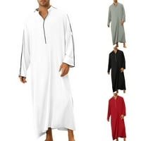 Plus muškarci muslimanska odjeća baggy arapski saudijski dugi rukav Jubba Thobe Robe Long Bown bijeli l