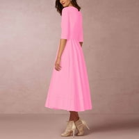Ženske haljine Dužina gležnja Ležerne prilike za lakiranje Ležerne prilike, Ljetna haljina s čvrstom V-izrezom ružičasta m
