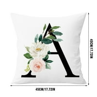 ZTTD bacanje jastuka Abeceda ukrasni jastuk ABC slovo Cvijeće Jastuk pokriva kvadratni jastučni štitili