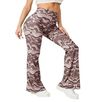 Žene Casual Yoga bačva hlače za jakne ploče od tiskane tanke pričvršćene visoke strukske obale donje pantalone