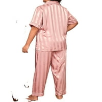 Womens Plus Pijamas setovi prugasti pant setovi za spavanje PJ set Dusty Pink 3xl