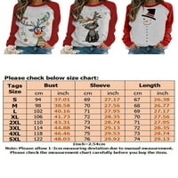 Hait Ladies Elk tiskani božićni vrhovi casual snjegovinski ispis majica Xmas Crew vrat dugih rukava