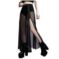 Žene Midi suknje Modni patchwork dame Dark Gothic Kuka Dugme Sexy High Skit Mesh suknja Culots Skorts