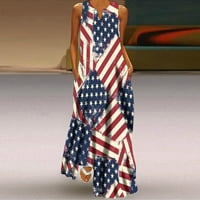 Hvyesh Ljetne haljine za žene plus veličine patriotske duge haljine 4. srpnja Grafički grafički V izrez