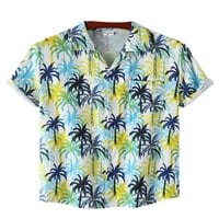 Prednjeg swwalk muški havajski kratki rukav ljetni košulje cvjetni ispis labavi tee gumb niz bluzu za odmor