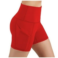 FVWitlyh Crazy Yoga kratke hlače Mali gaćice Pocket kratke hlače Lady Yoga High-Struk Čvrsta tekući
