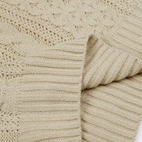Riforla ženski pulover V-izrez dugih rukava na dugim rukavima, džemper s pulovernim dukserom ženski pulover džemper bež s