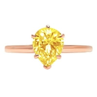 1.0ct kruška izrezana žuta simulirana dijamant 14k ružičasta ruža zlatna gravirajući izjava godišnjica Angažovanost vjenčanog pasijansa veličine 9.5