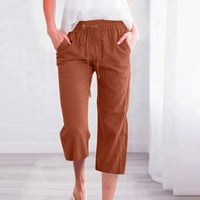 Ženske ljetne hlače, modne ženske ležerne u boji elastične labave hlače ravno široke pantalone za noge