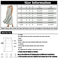 Duga haljina za ženske plus veličine posteljine haljine Ljetni casual bez rukava policama bez rukava
