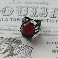 Dvokrevetni ukras zvona na prstenu podesivi modni vintage gotički crveni kristalni prsten