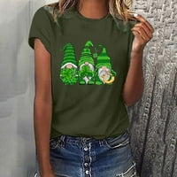 Clear Sv. Patricks Danska majica za žene Slatke smiješne gnomes majica Shamrock tiskane košulje kratkih