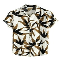 Paille muški vrhovi lišće tiskane majice rever vrat ljetne košulje muškarci casual tee havajski bluza