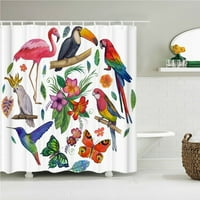 Šarene ptice leptir Flamingo tkanina za tuširanje zavjese Zavjese za kuhanje sa kukama Vodootporna ispis
