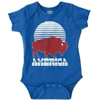 Vintage Patriotsko američki bizonski bizoni Romas ili devojčice bebe Brisco marke 6m