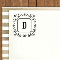 Printtoo abeceda D Monogram Početni kvadratni vrtložni obrub Granični kancelarijski kancelarijski kancelariji