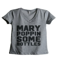 Mary Poppin Neke boce Ženska moda opuštena V-izrez majica Tee Heather Siva velika
