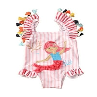 Lijepa kupaći kostimi za djevojčice, manžetna bez rukava Square Stripe sirena uzorak trokuta, dječja odjeća