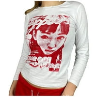 Majica Ženska modna majica s dugim rukavima TEE grafička košulja za štampanje Slim bluza vrhovi Streewewwer