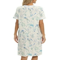 Nighthowns za žene V izrez Loungewear za spavanje, cvjetni print Comfy house haljine kratkih rukava