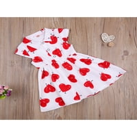 Aturuste Baby Girls Ljetna košulja haljina Ljubav Heart Print Rever kratki rukav zavoj za zavoj grudi