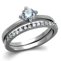 Luxe nakit dizajnira dvodijelni ženski nehrđajući čelik Tiffany vjenčani prsten sa okruglim kubikom