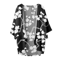 Ženski kardigani cvjetni print Puff rukav šifon labav pokrov povremene bluze vrhovi Cardigan džemperi