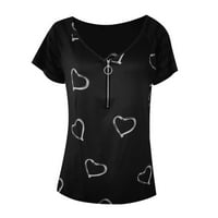 Bluze za žene ukras sa zatvaračem kratkih rukava u obliku srca u obliku vrata