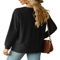 Colisha Women majica V izrez TEE dugih rukava Majica Moda Dailyweb Swiss Dots Tunic Bluza Crna S