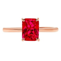 2.5ct zračenje CRVENI simulirani ruby ​​18k ružičasti ružičasti zlato graviranje izveštavanja godišnjica Angažovanje vjenčanja SOLITAIRE prsten veličine 5.75