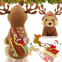 Dabay Božićni uzorak crtani psi s odjećom Mačke kućne ljubimce Flannel Antler Hoodie, 2xl 2