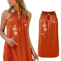 Haljine za žene plus veličine ženski klirens CREW izrez za sunčanje bez rukava grafički otisak srednje dužine vruće prodajne haljine za sunčanje narančasta 3xl
