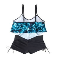SprifAllBaby Ženski kupaći kostim list tisak Bikini BRA Camisole i elastične kratke hlače od plaža odjeći