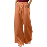 Binmer hlače za žene casual solidne boje elastične hlače ravno široke pantalone za noge hlače narančasta