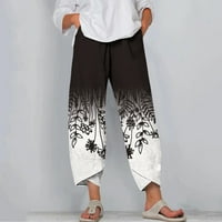 Oalirro Womens joga hlače sa džepovima Elastični struk crne udobne joge hlače za žene m