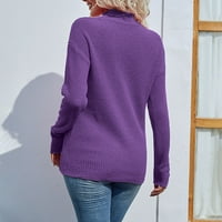 Žene rugački izrez izdubljeni pletiva pulover džempere casual solid boja jesen zimski dugi rukav labav