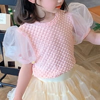 Little Girl Odjeća Djevojke Djevojke Pure Color Bubble rukave s majicama Ljeto Nova dječja modna šavašta