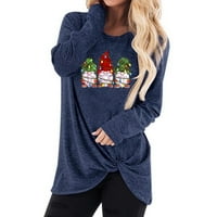 Prinxy Clearence Casual Moda Plus size Slatka GNOME grafički pulover Duksevi za žene dugih rukava Crewneck
