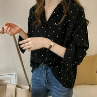 iopqo majica s dugim rukavima žene na vrhu pada s dugmetom rupnog rukava ležerna polka košulja navraćaju