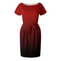 PBNBP Ljetne haljine za žene Ženske pruge cvjetni ombre Crew Crt Creen Screen Spremnik USA Pocke za