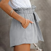 Miayilima kratke hlače za žene visoke strukske kratke hlače prugasto ruffle elastična struka ljetna