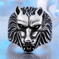 Kućni prsten od nehrđajućeg čelika s detaljnim dizajnom glave vukova