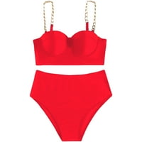 Ženski kupaći kostimi čišćenje bikini kupaći kostim suspender ženski lanac seksi čvrsta boja odvojeni