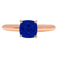 2.0ct rez jastuka simulirani plavi safir 18k ružičasto zlato Angažovanje prstena veličine 7,25