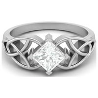 0. Carat Moissine Diamond e boja vs jasnoća sjajno rezani srebrni keltski ženski vjenčani prsten
