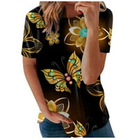 Košulje za žene Ljetni maslačak Print plus veličine vrhova kratkih rukava Crewneck Spring Bluzes Loose Basic Ekousn