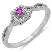 DazzlingRock kolekcija 18k bijeli dijamant i ružičasti Sapphire Crossover Split Angagement Bridal Remise Ring, bijelo zlato, veličina 9
