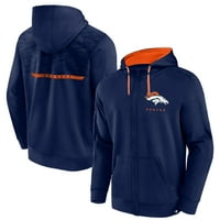Muška fanatika brendirana mornarica Denver Broncos Defender Evo full-zip hoodie